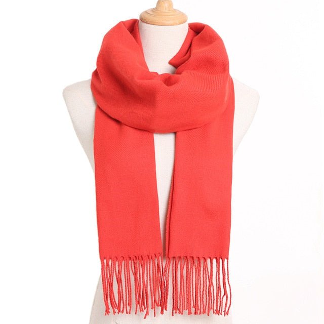VIANOSI Plaid Winter Scarf for Women | Warm Foulard Solid Scarves | Casual Cashmere Scarfs - 60, 190CM X 35CM image