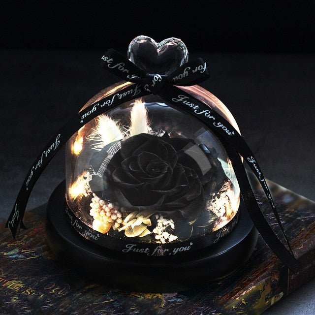 The Beauty and Beast Forever Rose Flower With Night Light in Glass Dome - 18 image