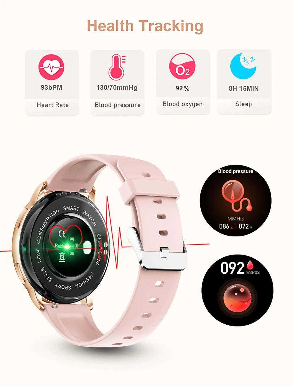 IP68 Bluetooth Call Smart Watch | Women Custom Dial Watches | Men Sport Fitness Tracker Heart Rate Smartwatch For Android IOS image 12