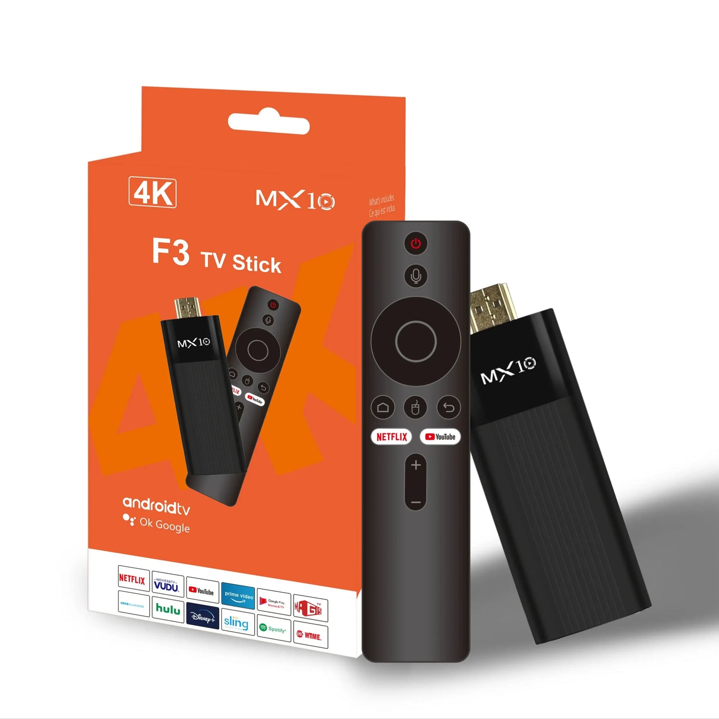 MX10-F3 4K TV Stick ‚Äì Android 11, Dual-Band Wi-Fi, 2GB RAM, 16GB Storage, Ultra HD Streaming image 0