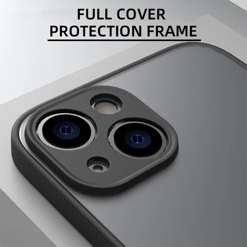 Shockproof Thin Matte Case For iPhone 15 14 13 12 11 Pro Max XR XS X 8 Plus Mini Silicone Bumper Clear Hard PC Protective Cover image 1