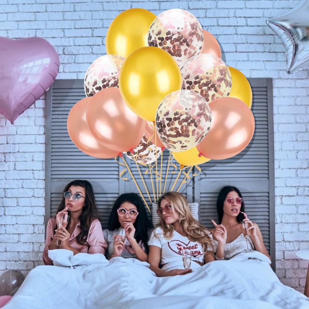 15pcs Rose Gold Confetti Chrome Set Birthday Wedding Anniversary Balloons image 10