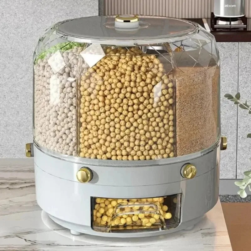 360 Degree Rotating Rice Dispenser Food Container Storage Box image 1