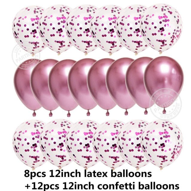 20pcs Confetti Chrome Birthday Party Decors Wedding Decoration New Year Balloon Set image