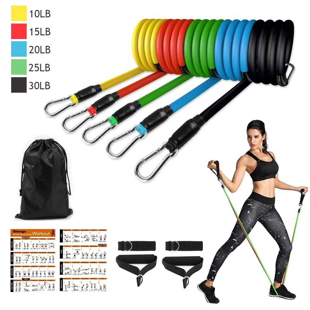 Exercise Resistance Bands Set with Door Anchor Legs Ankle Straps for Resistance Training Physical Therapy Home Workouts image 33