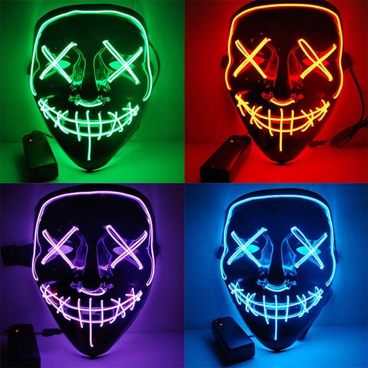 Halloween LED Purge Mascara Costume DJ Party Light Up Glow In Dark Masks image 0