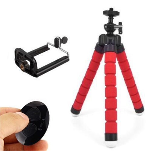Flexible Sponge Octopus Tripod Phone Holder Camera Stand With Bluetooth Remote Shutter image 0