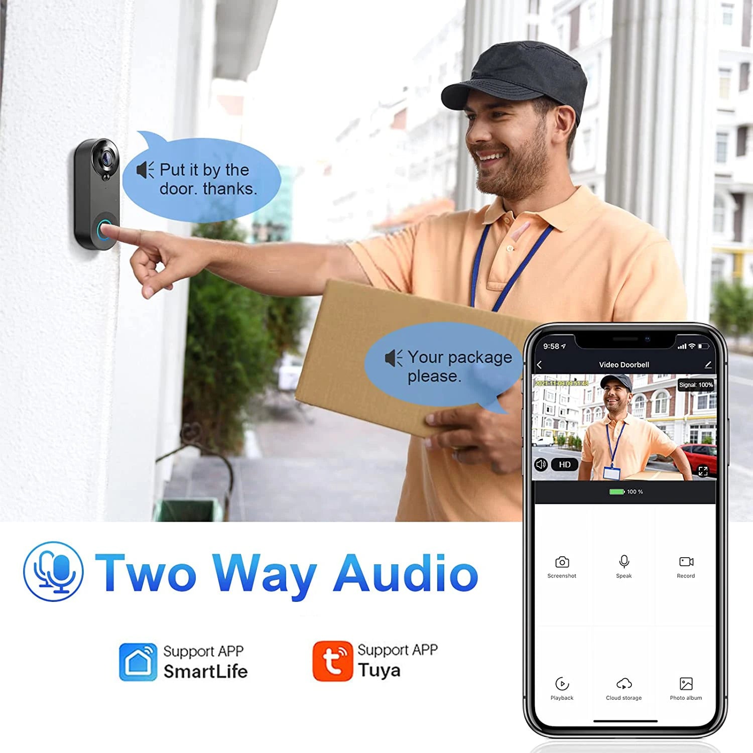 1080P Wireless Video Doorbell Camera ‚Äì WiFi Smart Doorbell with Motion Detection, Night Vision & Tuya Smart Home Integration image 2