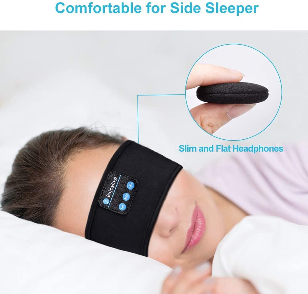 Bluetooth Sleeping Headphones Sports Headband Thin Soft Elastic Comfortable Wireless Music Earphones Eye Mask for Side Sleeper image 1