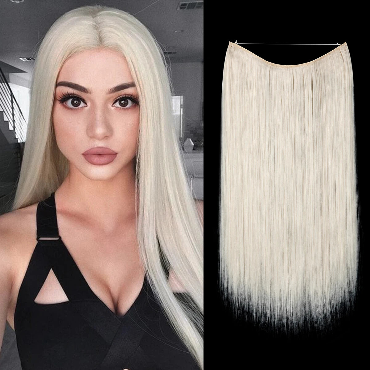 SARLA Halo Invisible Wire Synthetic Hair Extension-No Clip image 30