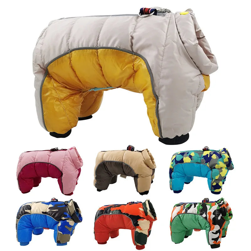 New Dog Clothing | Autumn and Winter Pet Camo Cotton Coat Waterproof and Cold Resistant Dog Coat Jacket Four Legged Cotton Coat image 0