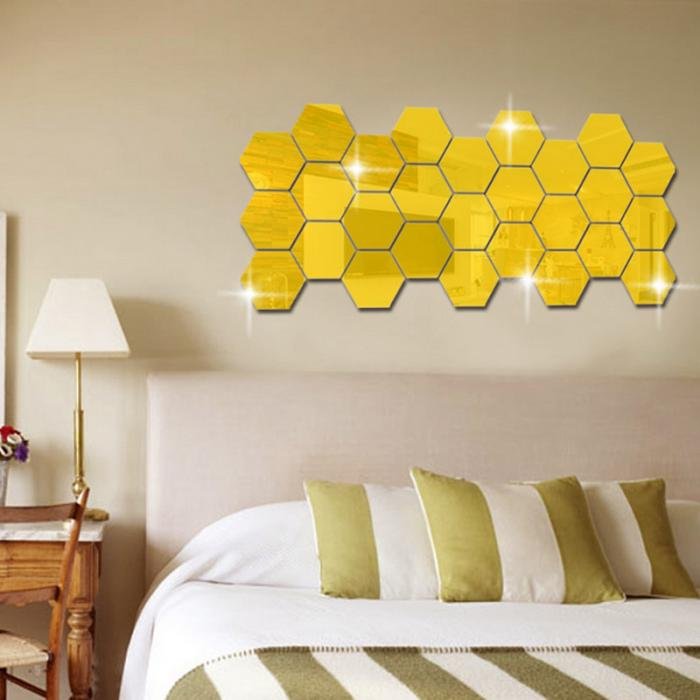 12Pcs DIY 3D Mirror Hexagon Vinyl Removable Wall Sticker Decal Home Decor image 12