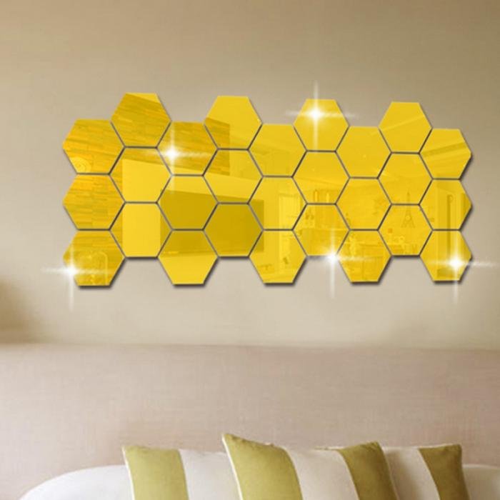 12Pcs DIY 3D Mirror Hexagon Vinyl Removable Wall Sticker Decal Home Decor image 13