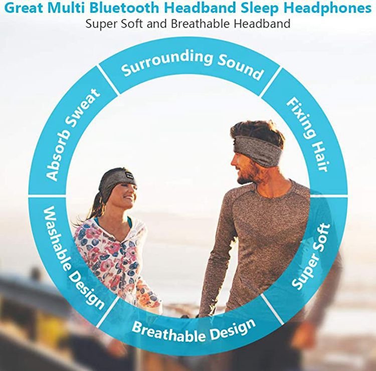 Bluetooth Sleeping Headphones Sports Headband Thin Soft Elastic Comfortable Wireless Music Earphones Eye Mask for Side Sleeper image 16