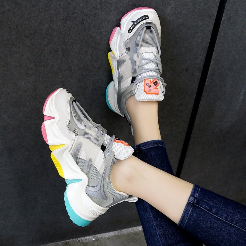 Women Vulcanize Breathable Rainbow Color Fashion Casual Sneakers image 10
