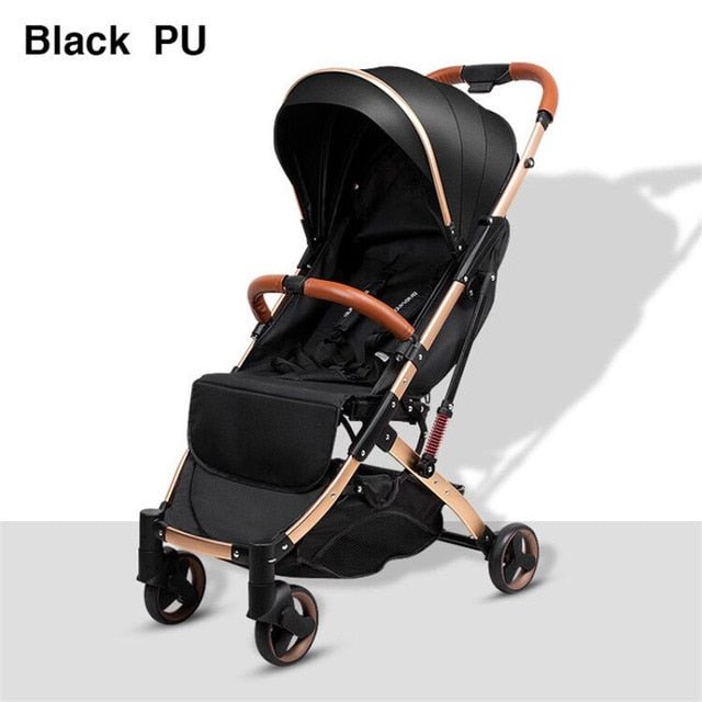 Babyfond 5.8 kg Portable Light Carriage Newborn Baby Stroller - Black PU image