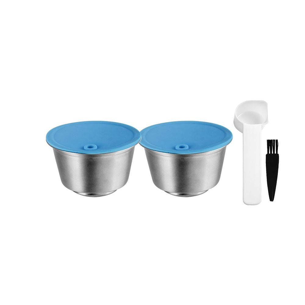 icafilas Reusable Dolce Gusto Capsule Silicone Cover Dolci Gusto Coffee Machine Refillable STAINLESS STEEL Plastic Coffee Pod - 2 Capsule image