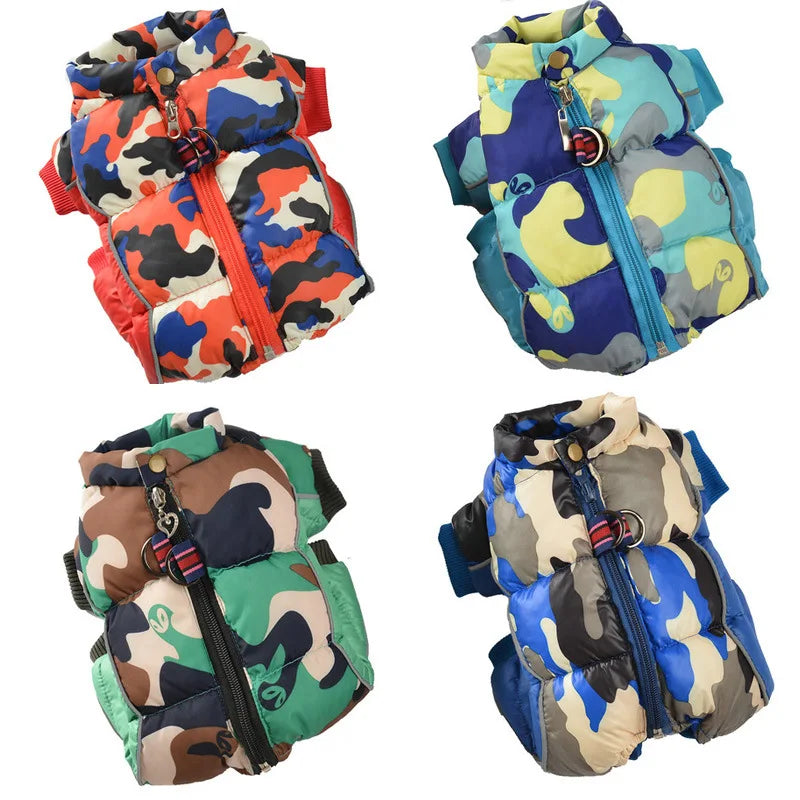 New Dog Clothing | Autumn and Winter Pet Camo Cotton Coat Waterproof and Cold Resistant Dog Coat Jacket Four Legged Cotton Coat image 1