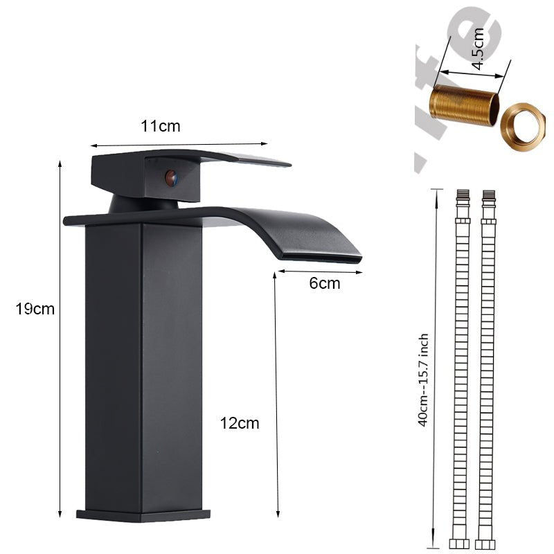 Deck Mount Waterfall Bathroom Faucet Vanity Vessel Sink Mixer Tap Cold Hot Water Tap image 36