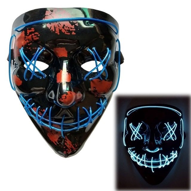 Halloween LED Purge Mascara Costume DJ Party Light Up Glow In Dark Masks image