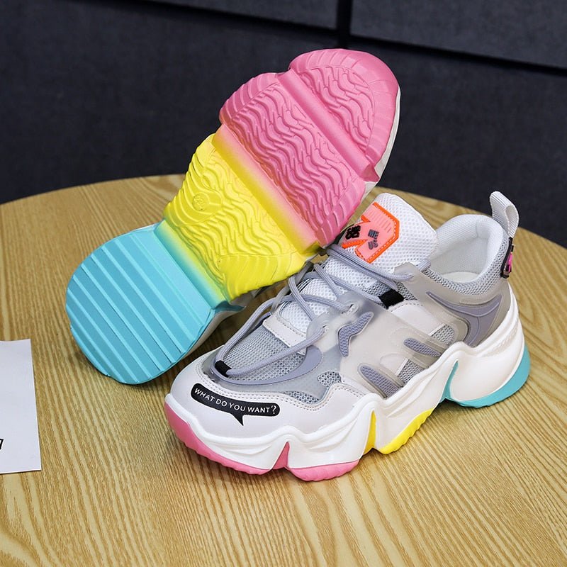 Women Vulcanize Breathable Rainbow Color Fashion Casual Sneakers image 28