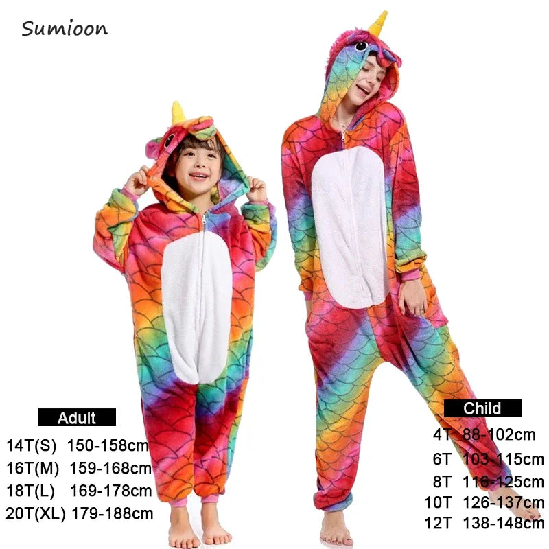 Kigurumi Unicorn Pajamas ‚Äì Kids‚Äô Animal Onesies for Boys & Girls, Warm Winter Homewear image