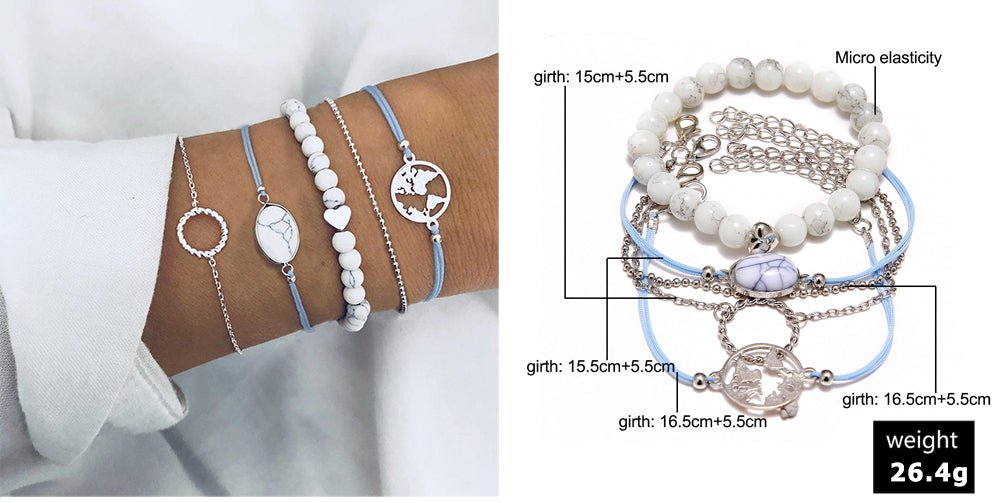 Turtle Heart Pearl Wave LOVE Crystal Marble Charm Bracelets for Women image 25