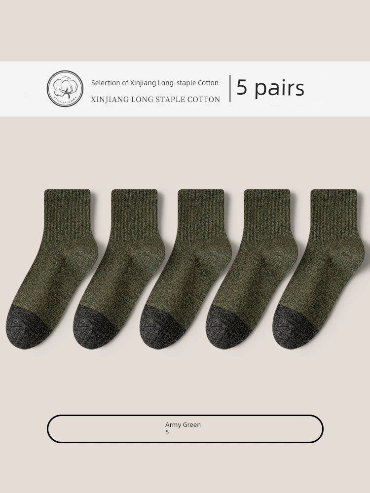 Socks Men's Pure Cotton Sweat Absorbing Breathable Spring, Autumn and Winter Socks image