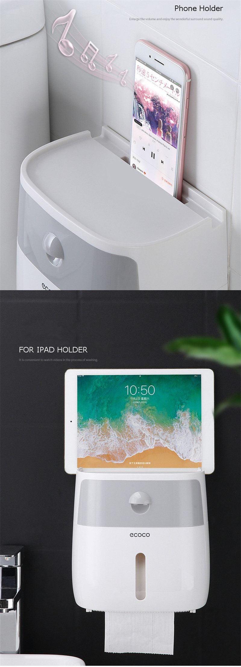 Waterproof Wall Mountable Toilet Tissue Paper Holder image 11