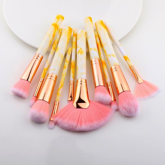15Pcs Cosmetic Powder Eye Shadow Foundation Makeup Brushes Tool Set - sector  10pcs yellow image