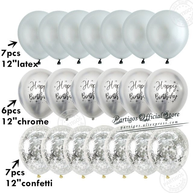 20pcs Confetti Chrome Birthday Party Decors Wedding Decoration New Year Balloon Set image
