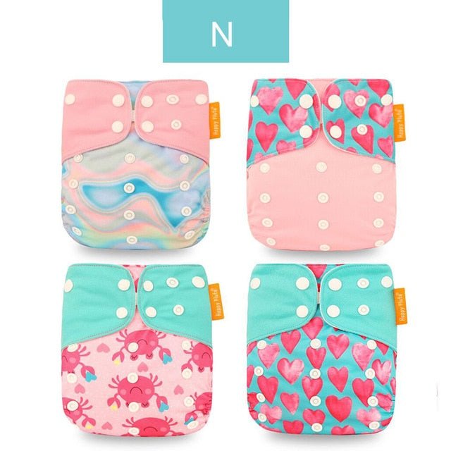 Happyflute Reusable and Washable Eco-Friendly Cloth Nappy Baby Diapers 4pc/set image 37