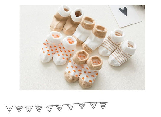 5 pair High Quality Thickened Cartoon Comfort Cotton Newborn Socks image 0
