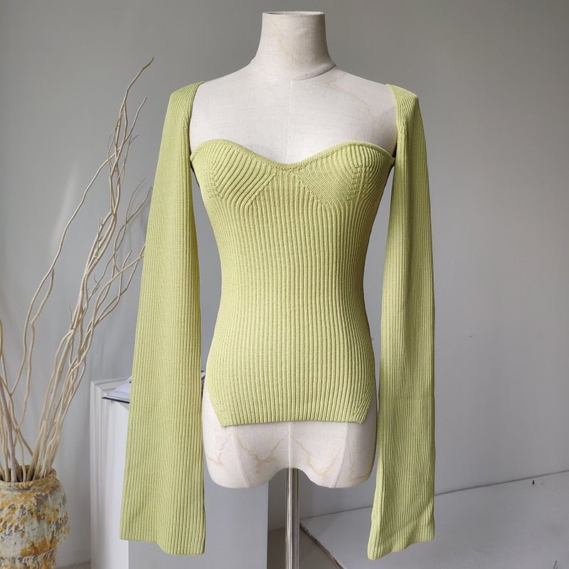 DEAT Cashmere Square Full Sleeves Elastic High Waist Sexy Pullover image 6