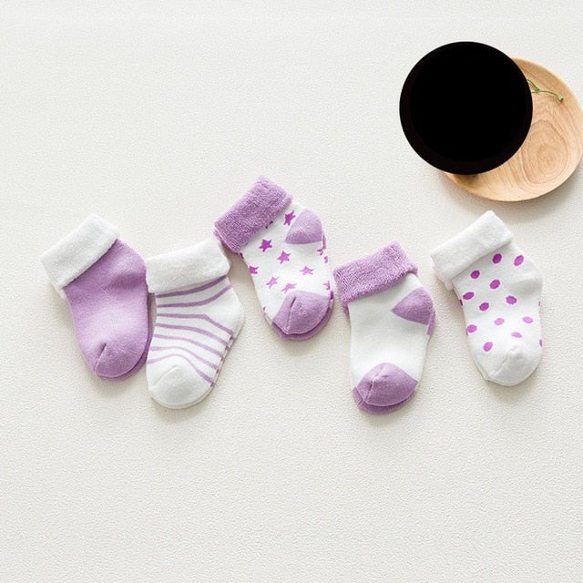 5 pair High Quality Thickened Cartoon Comfort Cotton Newborn Socks image