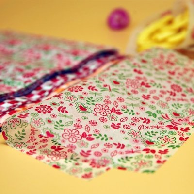 50Pcs/Lot Wax Paper Food Grade Grease Paper Food Wrappers |Wrapping Paper For Bread Sandwich Burger Fries | Oilpaper Baking Tools - Flowers without Box image