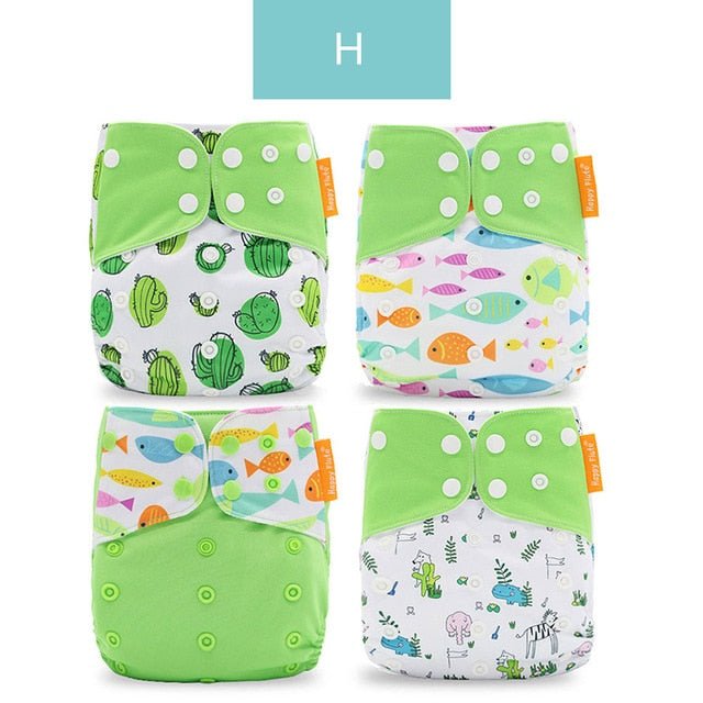 Happyflute Reusable and Washable Eco-Friendly Cloth Nappy Baby Diapers 4pc/set image 2