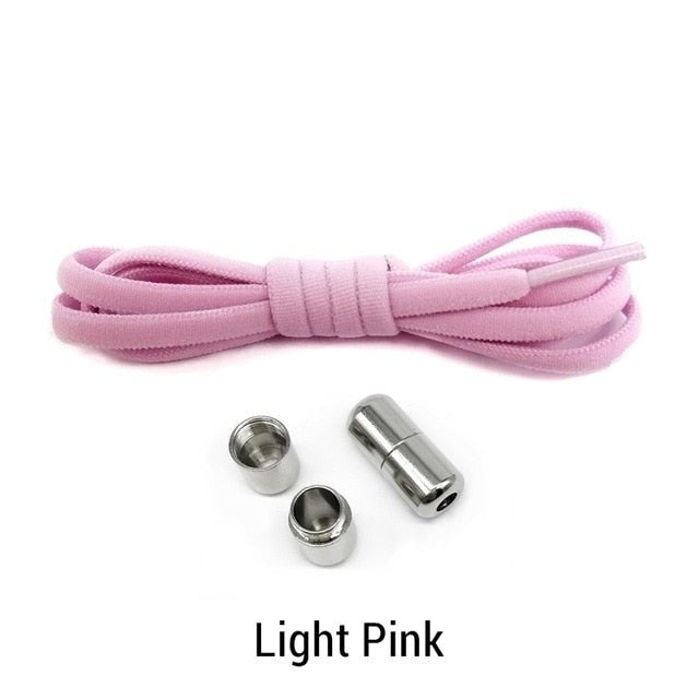 Elastic No Tie Semicircle Metal Lock Shoe Laces For Kids and Adult Sneakers and All Shoes - light pink image