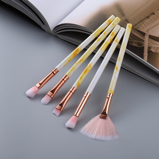 15Pcs Cosmetic Powder Eye Shadow Foundation Makeup Brushes Tool Set - Eye 5psc yellow image
