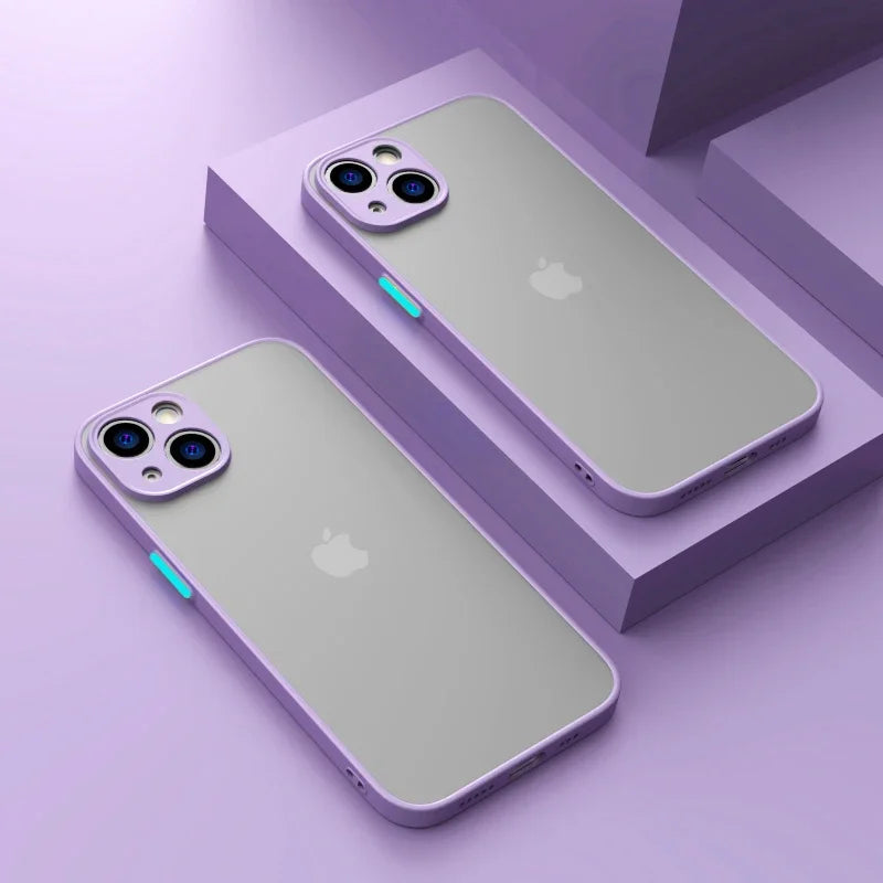 Shockproof Thin Matte Case For iPhone 15 14 13 12 11 Pro Max XR XS X 8 Plus Mini Silicone Bumper Clear Hard PC Protective Cover image 10