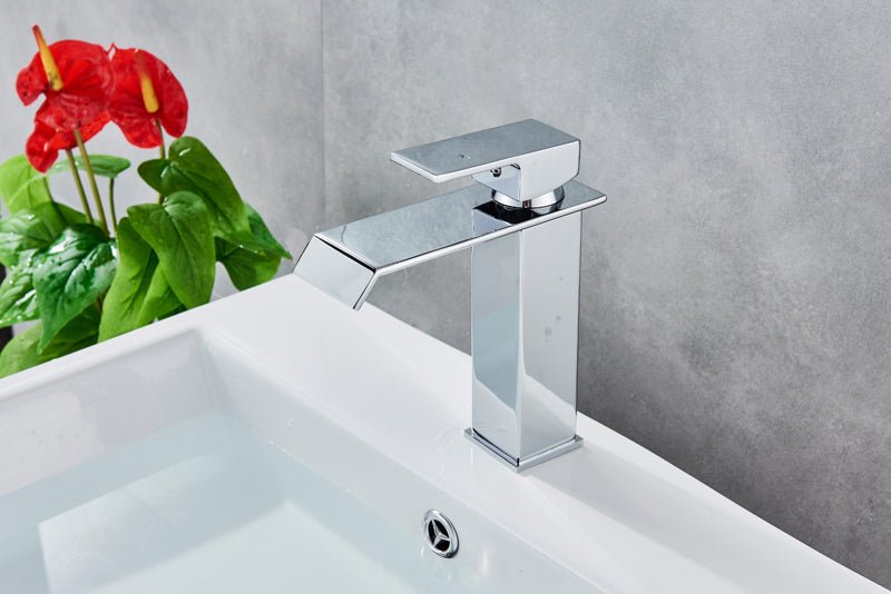 Deck Mount Waterfall Bathroom Faucet Vanity Vessel Sink Mixer Tap Cold Hot Water Tap image 40