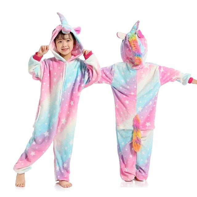 Winter Unicorn Onesies Pajamas | Kids Flannel Warm Jumpsuit SleepWear image