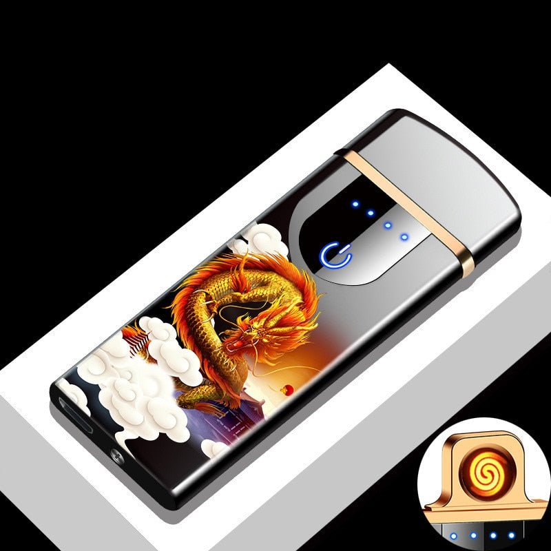 New Double Plasma Windproof Electric Arc Cigarette Lighter - C2-Color dragon image