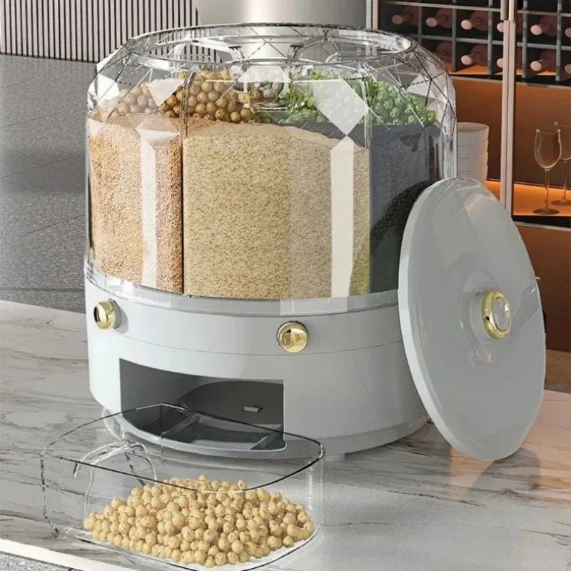 360 Degree Rotating Rice Dispenser Food Container Storage Box image 4