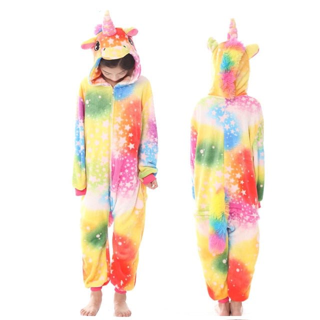 Winter Unicorn Onesies Pajamas | Kids Flannel Warm Jumpsuit SleepWear image