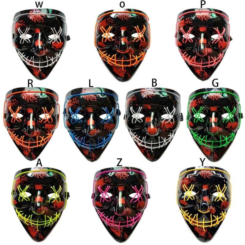 Halloween LED Purge Mascara Costume DJ Party Light Up Glow In Dark Masks image 10
