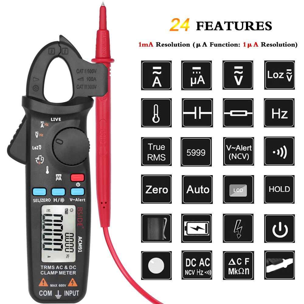 High-Precision Digital Clamp Meter – T-RMS Multimeter for DC/AC, Voltage, Temp, and More image 17