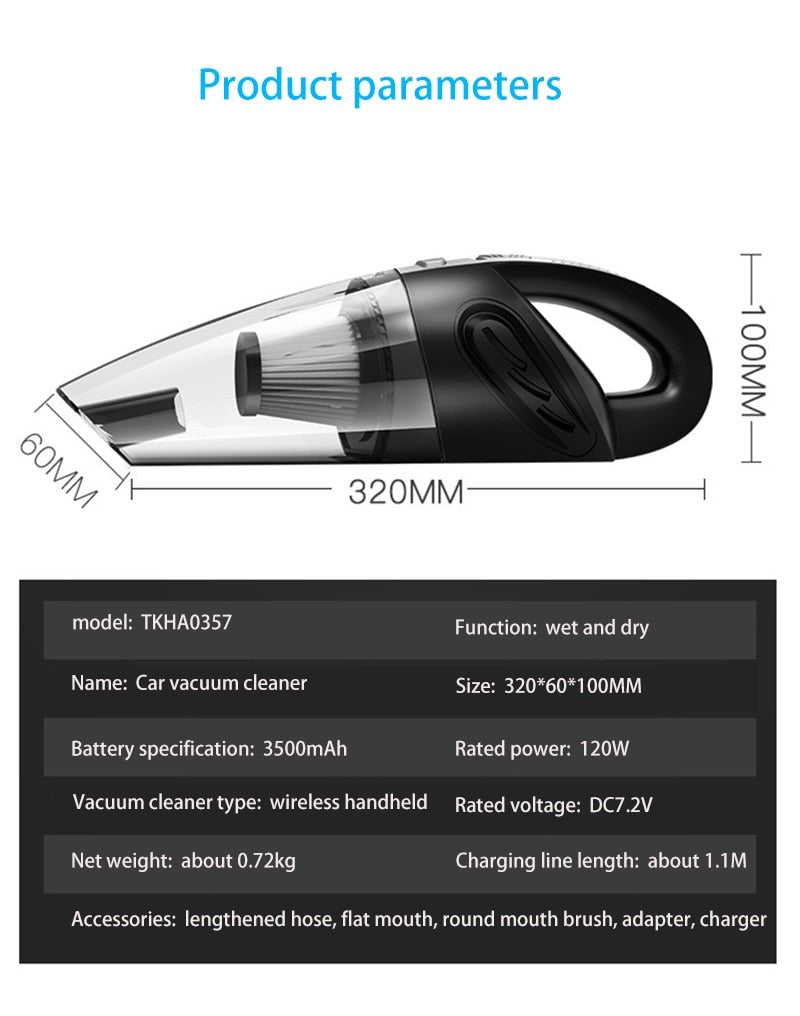 4800pa Strong Power Car Vacuum Cleaner with Handbag | Handheld Cordless Portable Powerful Cyclone Suction Rechargeable Vacuum Cleaner image 11
