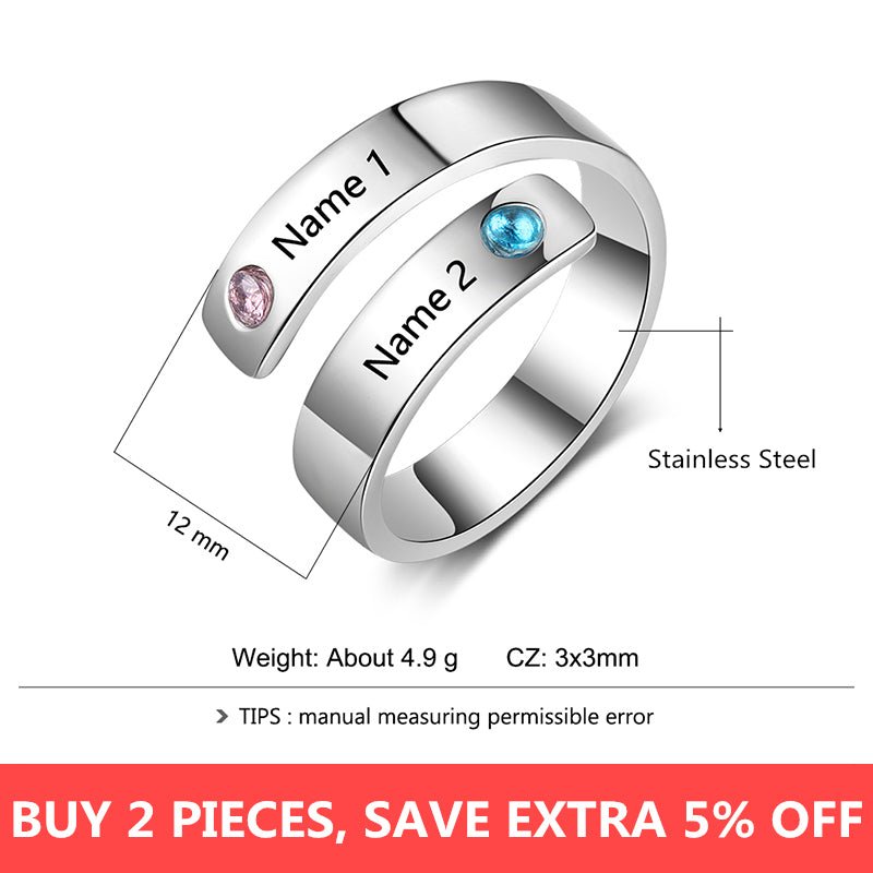 Personalized Custom Engraved Birthstone Rings for Women image 0