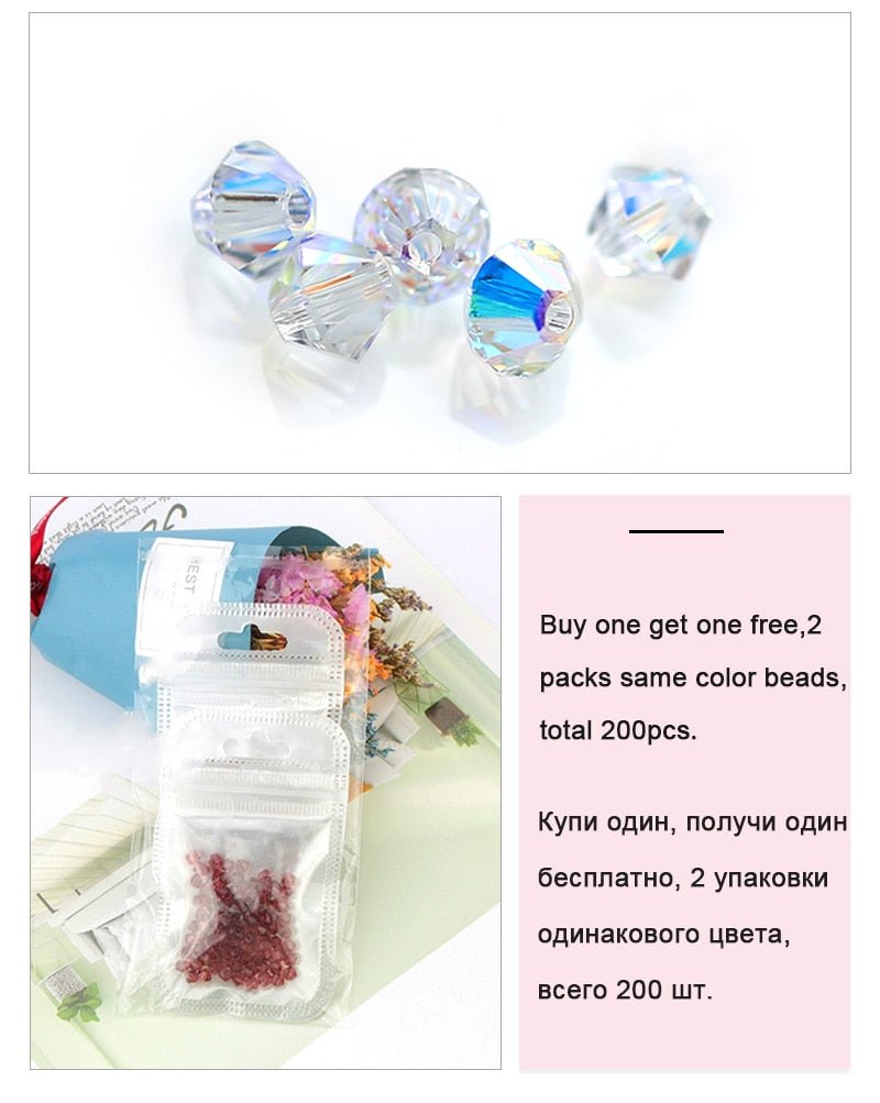 4mm Shiny Crystal Bead Set | Bicone Beads Glass Beads Loose Spacer Beads for bracelet DIY Jewelry image 8